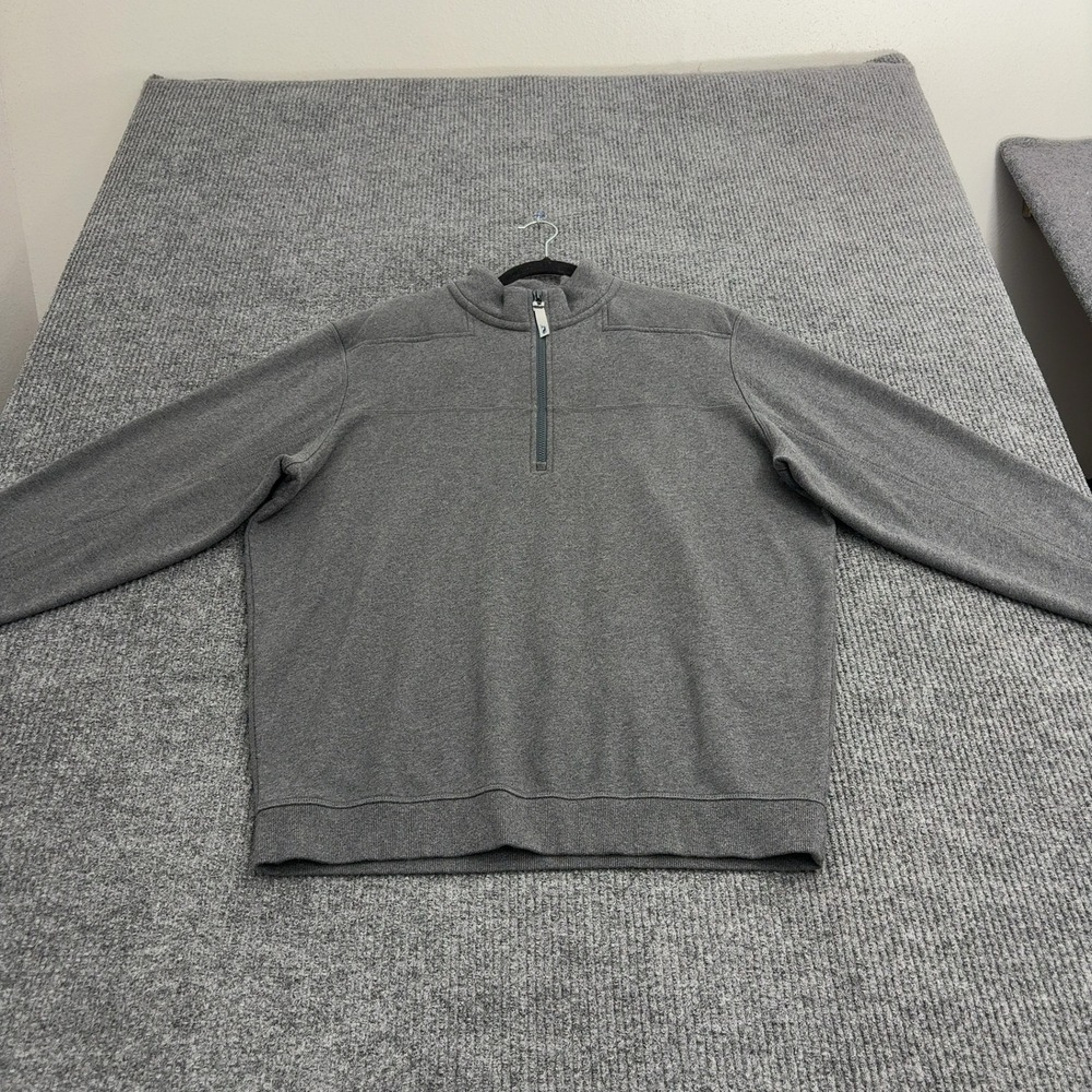 Vineyard Vines Pullover Mens L Gray Cotton Quarter Zip Mock Neck Preppy Classic